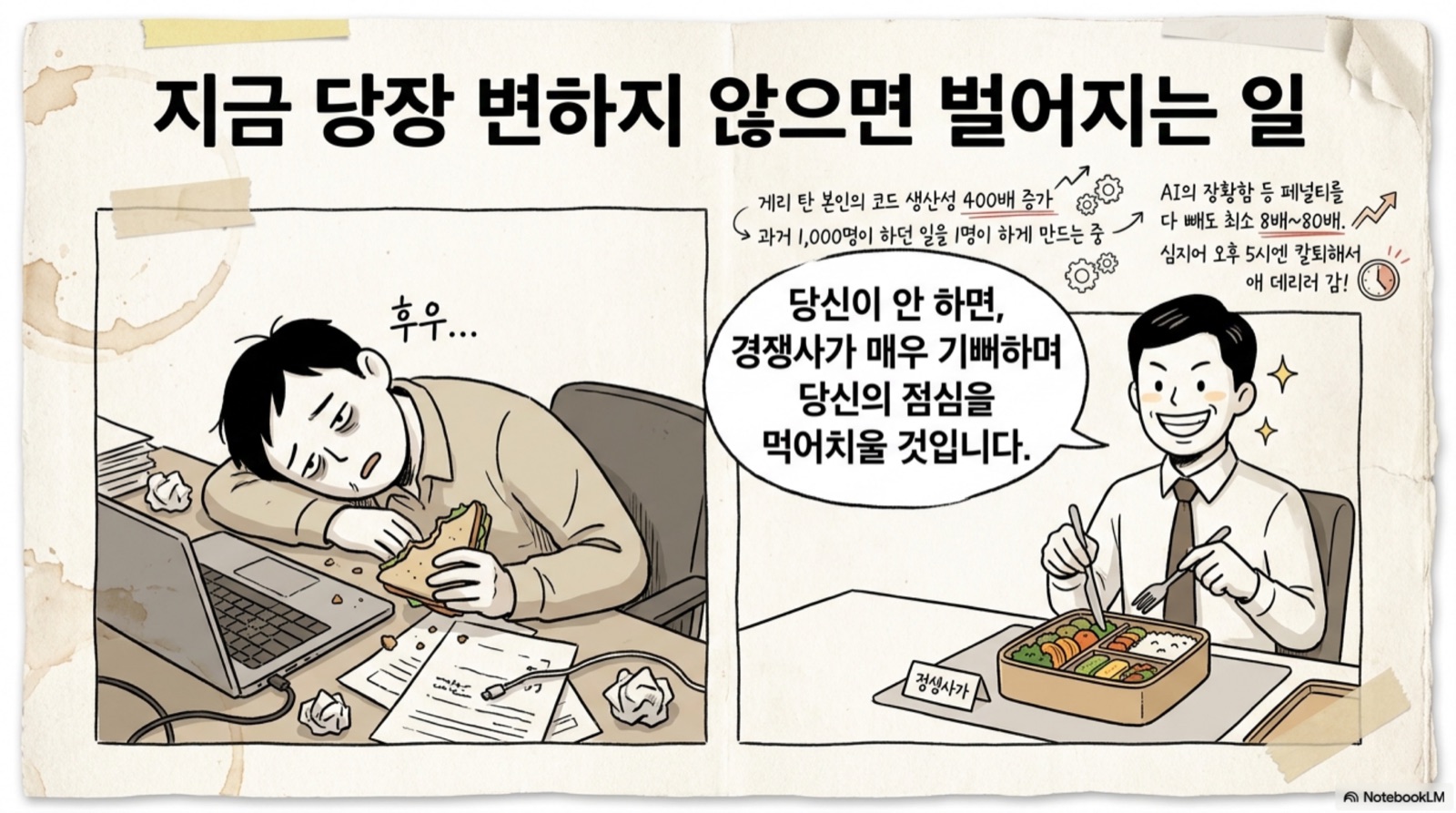 당신이 안 하면 경쟁사가 매우 기뻐하며 당신의 점심을 먹어치울 것입니다